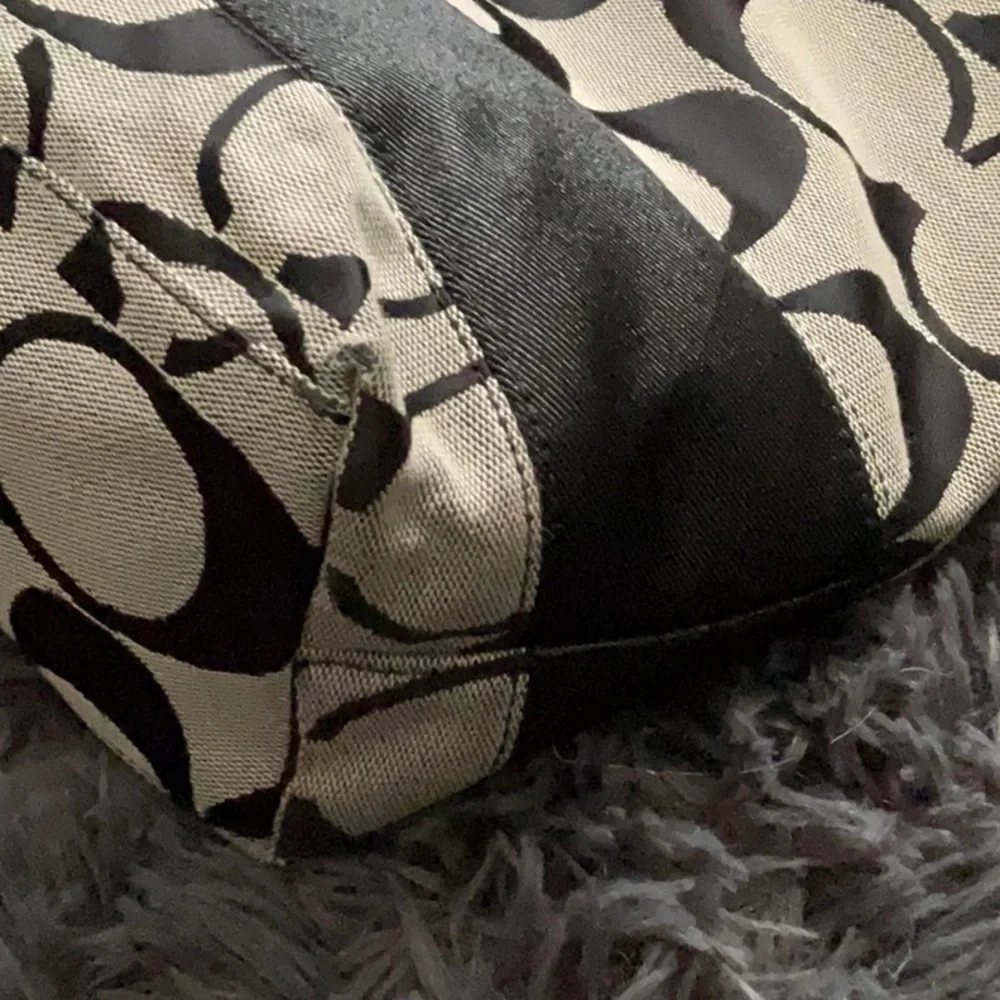 Coach Legacy Stripe Black and Taupe Signature Tote F17433